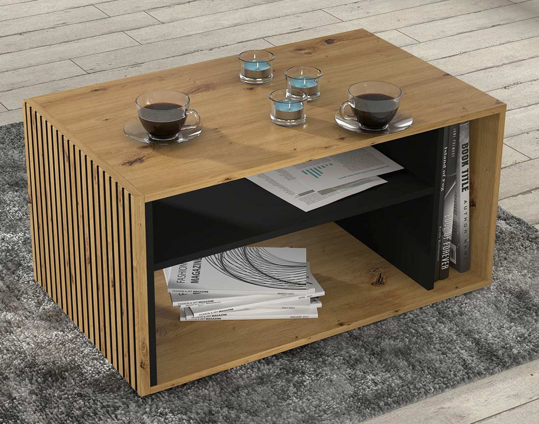Table basse bois et noir 90 cm Ozzy