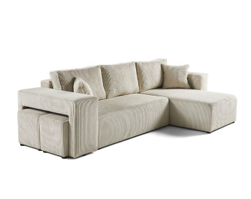 Canapé d'angle 4 places convertible avec poufs Topaze - Best Mobilier