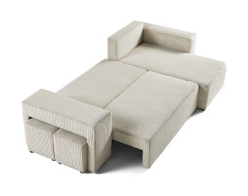Canapé d'angle 4 places convertible avec poufs Topaze - Best Mobilier