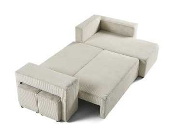 Canapé d'angle 4 places convertible avec poufs Topaze - Best Mobilier