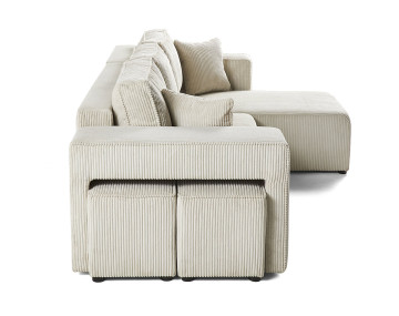 Canapé d'angle 4 places convertible avec poufs Topaze - Best Mobilier