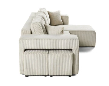 Canapé d'angle 4 places convertible avec poufs Topaze - Best Mobilier