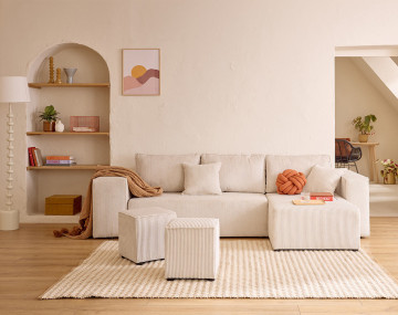 Canapé d'angle 4 places convertible avec poufs Topaze - Best Mobilier