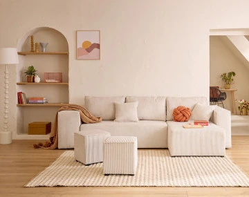 Canapé d'angle 4 places convertible avec poufs Topaze - Best Mobilier