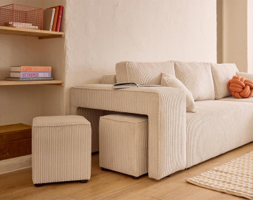 Canapé d'angle 4 places convertible avec poufs Topaze - Best Mobilier