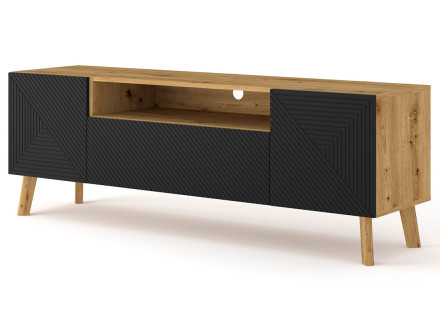 Meuble TV bois et noir 160 cm Velato