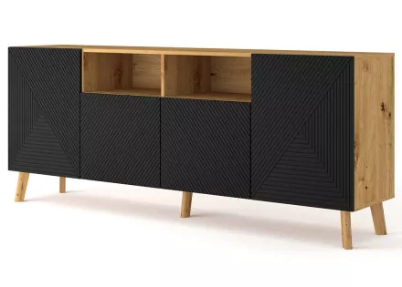 Buffet bas bois et noir 195 cm Velato