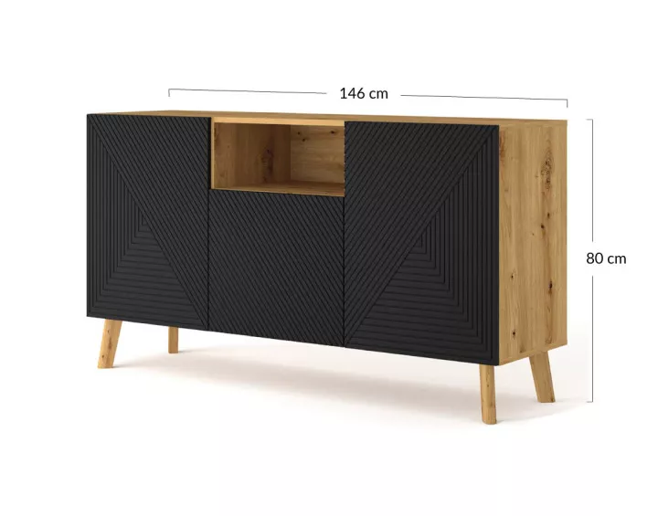 Buffet bas bois et noir 146 cm Velato