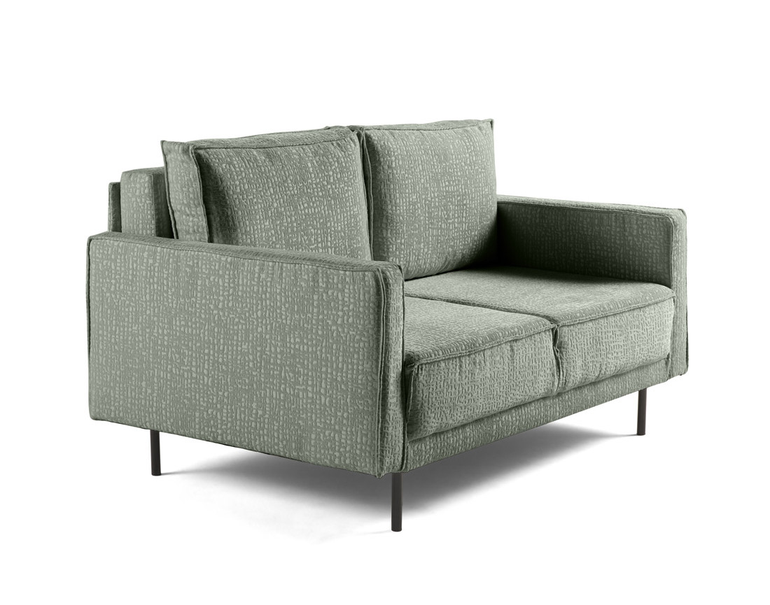 Canapé droit 2 places en tissu velours relief Charlie