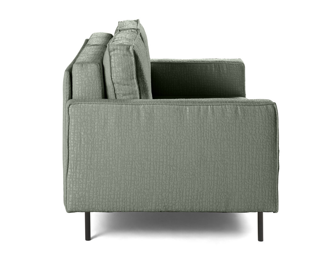 Canapé droit 2 places en tissu velours relief Charlie