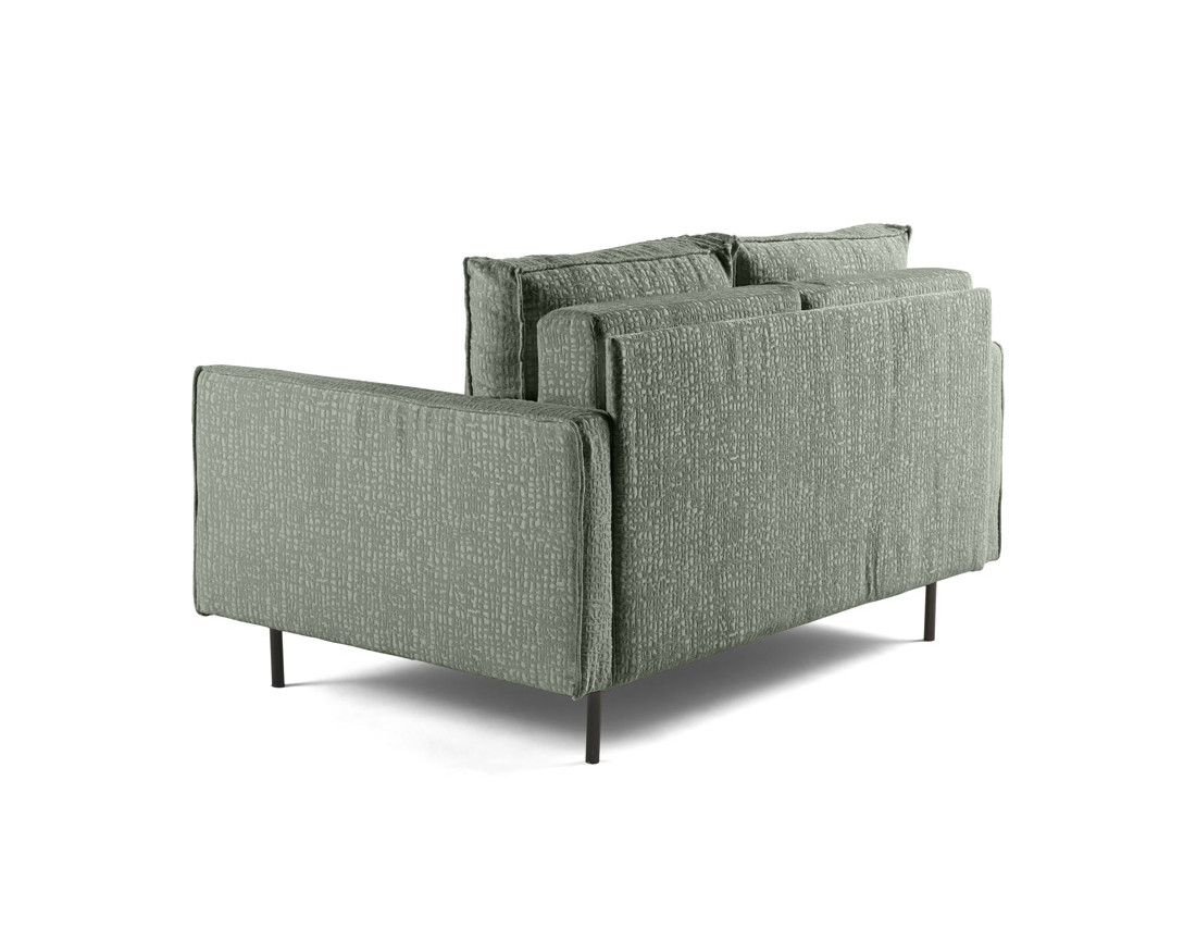 Canapé droit 2 places en tissu velours relief Charlie