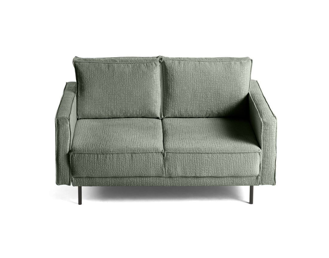 Canapé droit 2 places en tissu velours relief Charlie