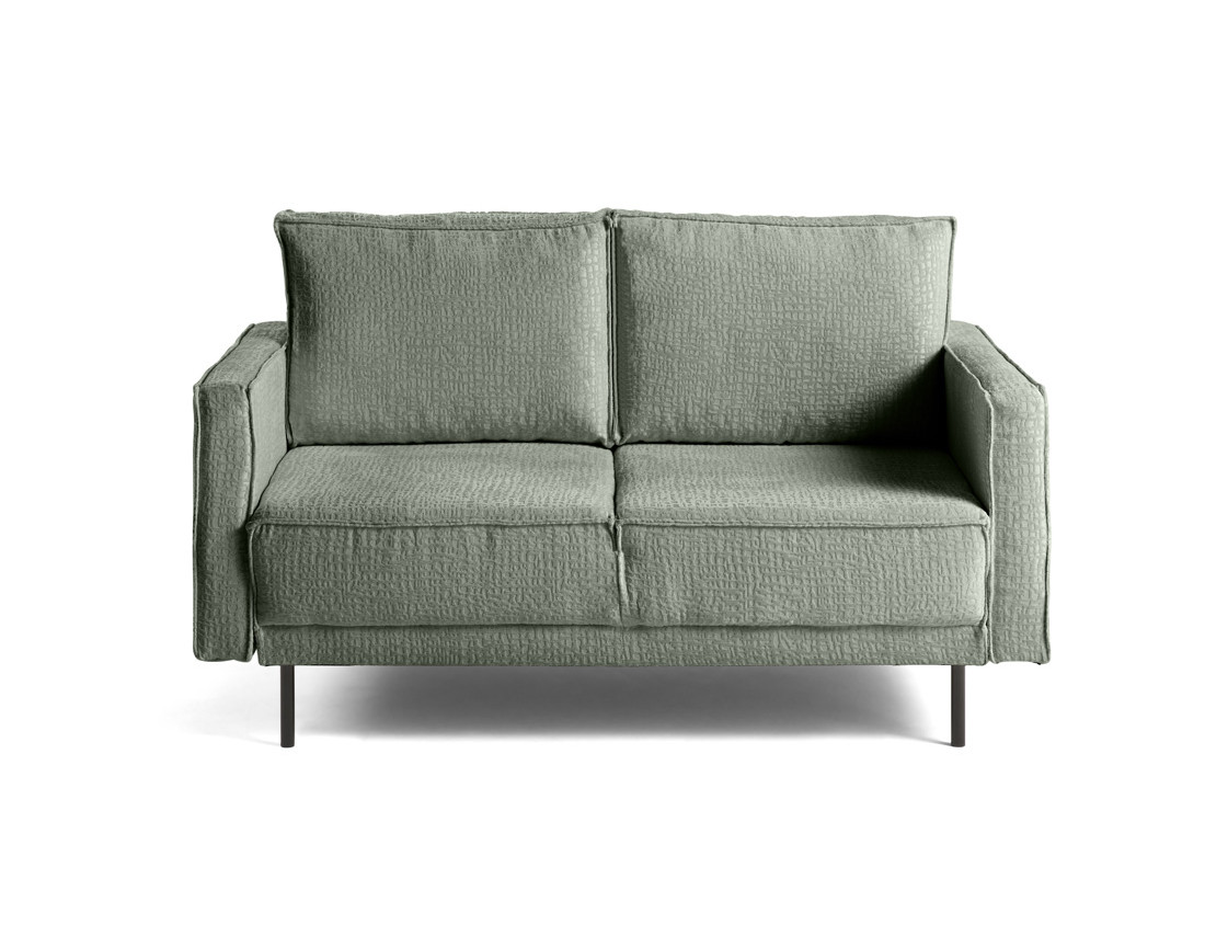 Canapé droit 2 places en tissu velours relief Charlie