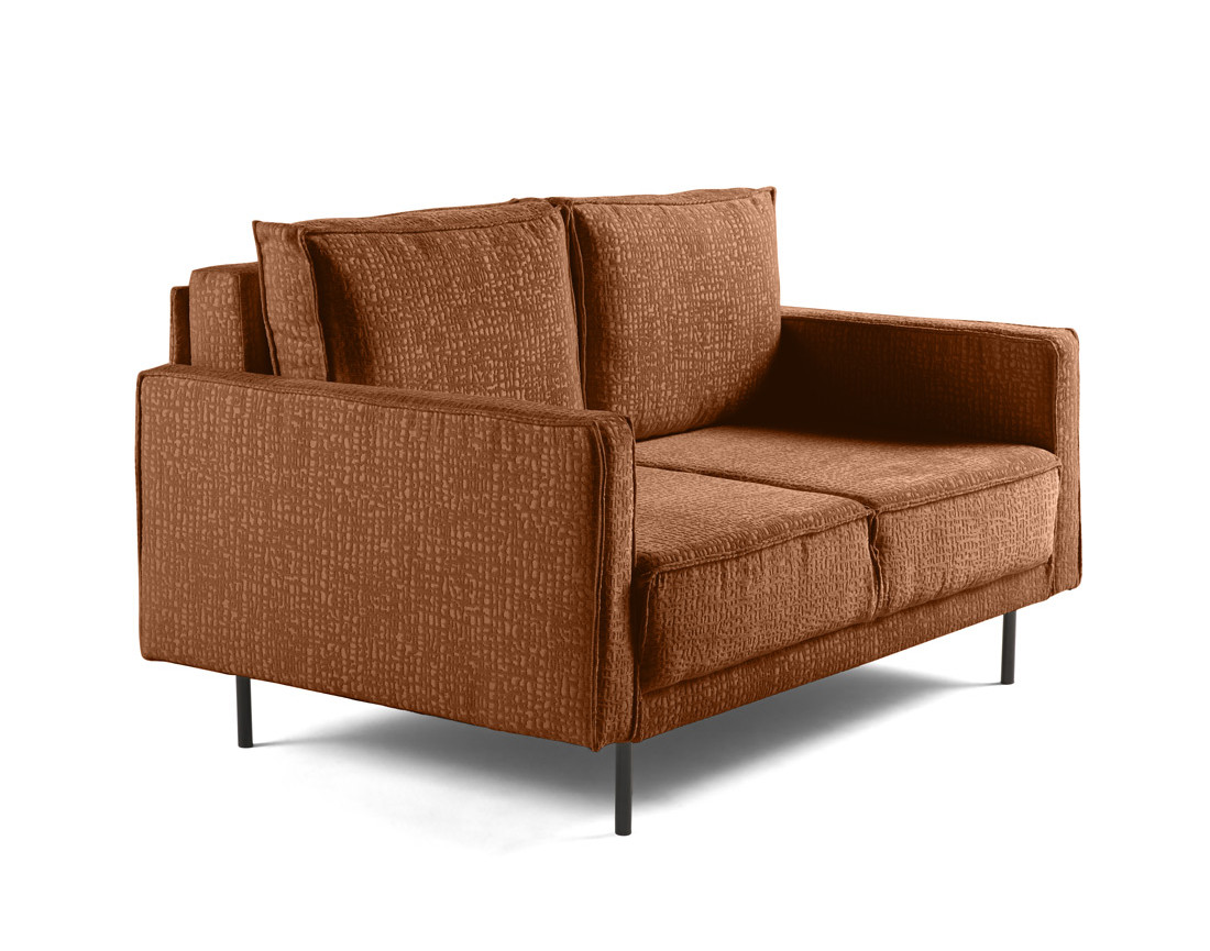 Canapé droit 2 places en tissu velours relief Charlie