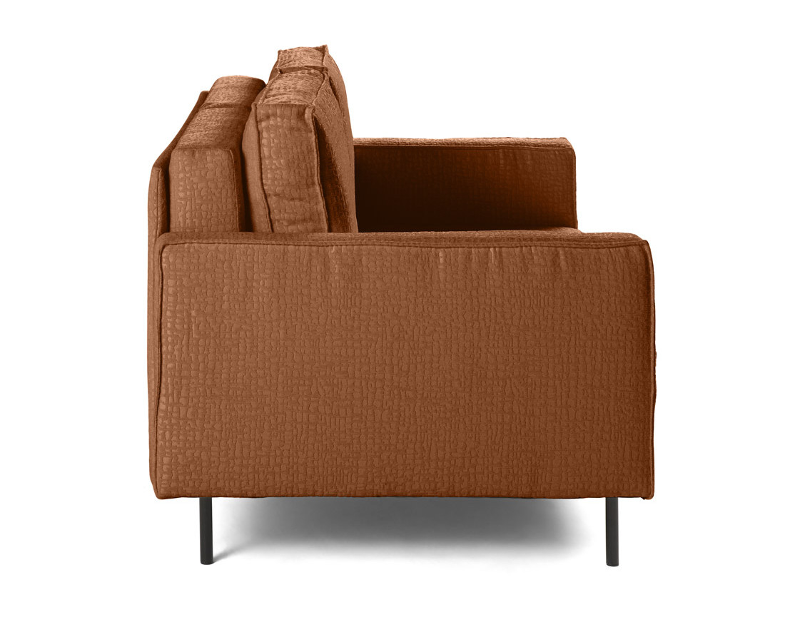 Canapé droit 2 places en tissu velours relief Charlie