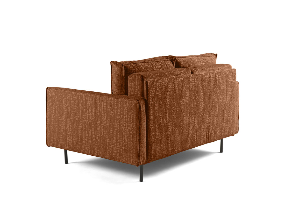 Canapé droit 2 places en tissu velours relief Charlie