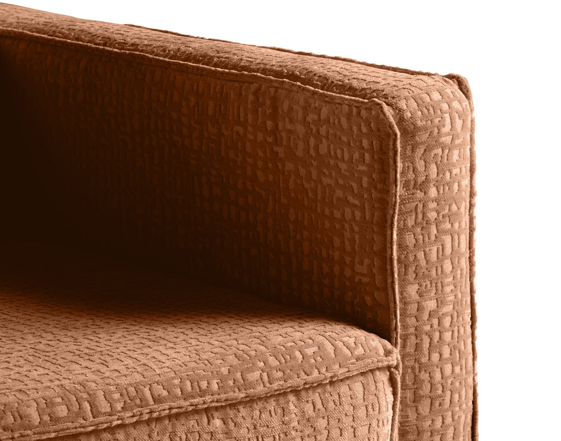 Canapé droit 2 places en tissu velours relief Charlie