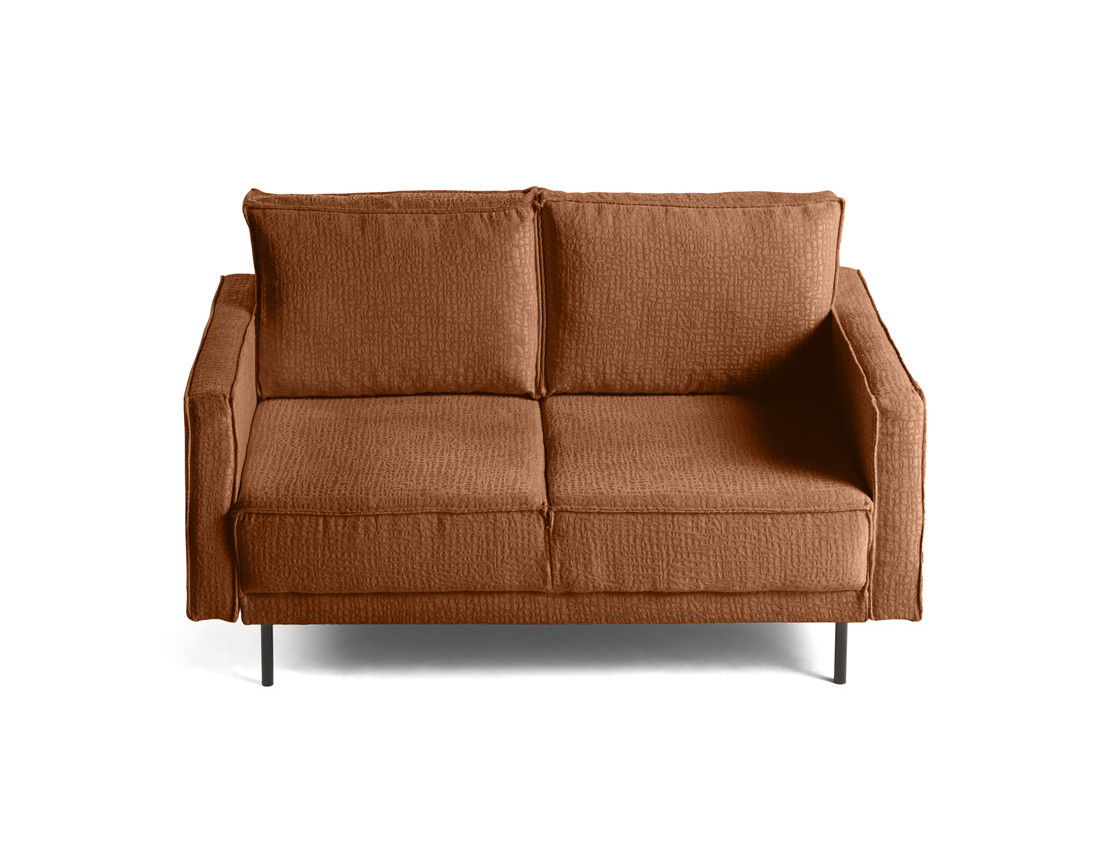 Canapé droit 2 places en tissu velours relief Charlie