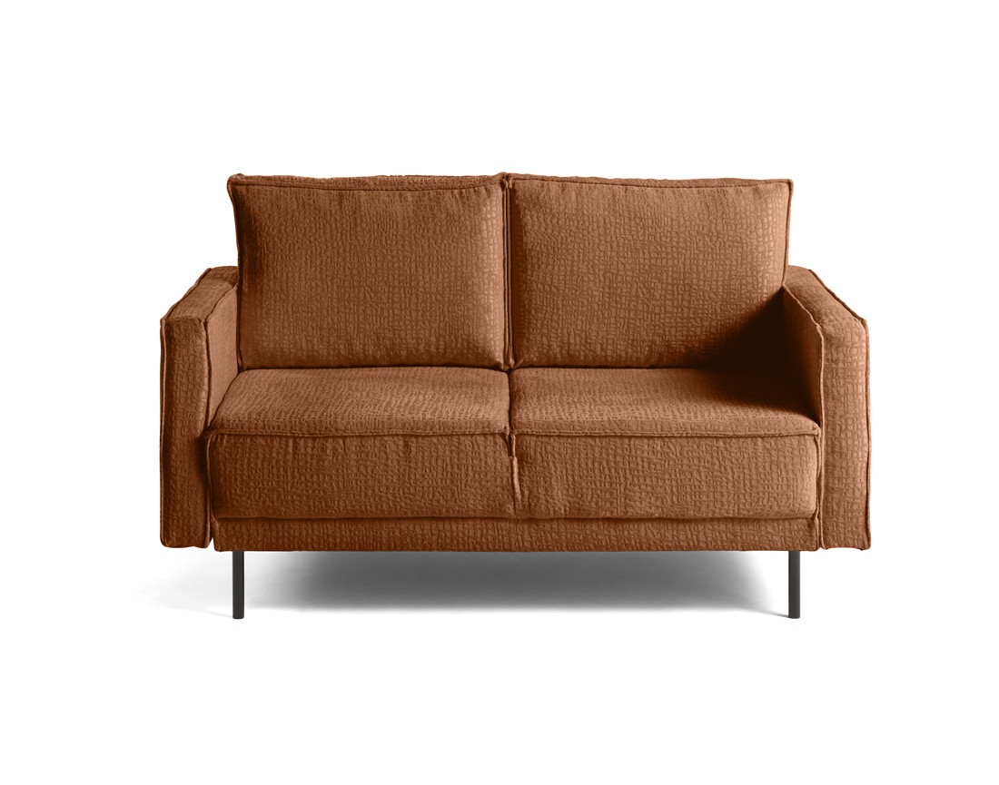 Canapé droit 2 places en tissu velours relief Charlie