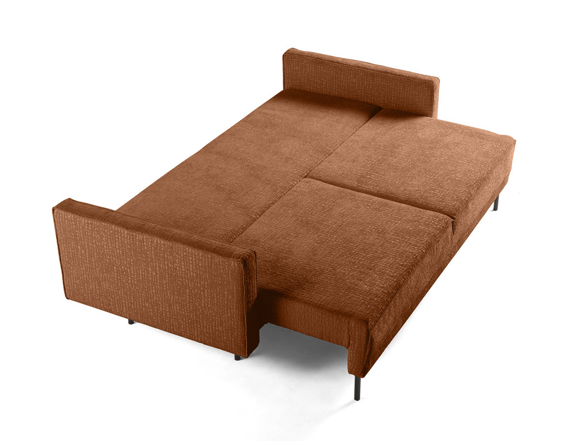 Canapé droit 3 places convertible avec coffre en tissu velours relief Charlie
