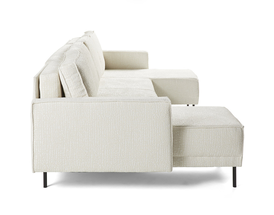 Canapé panoramique convertible coffre en tissu velours relief Charlie Canapé panoramique convertible coffre en tissu velours relief Charlie