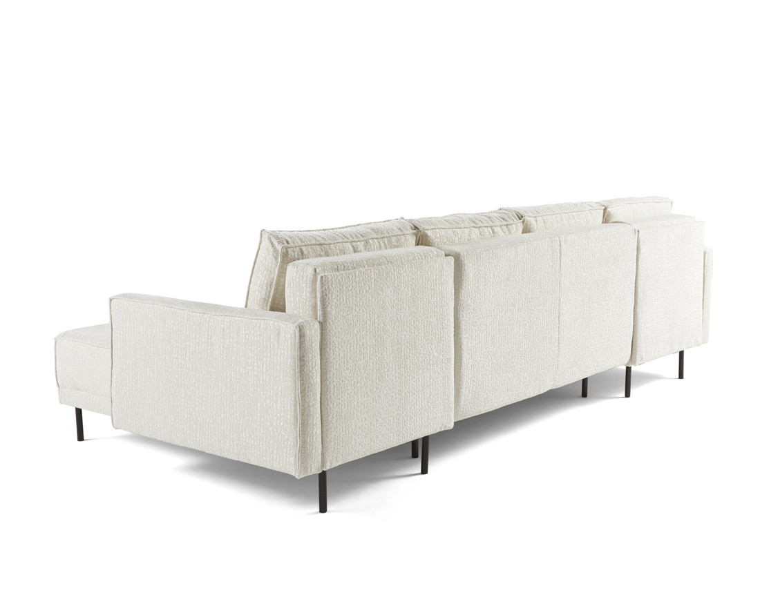 Canapé panoramique convertible coffre en tissu velours relief Charlie Canapé panoramique convertible coffre en tissu velours relief Charlie