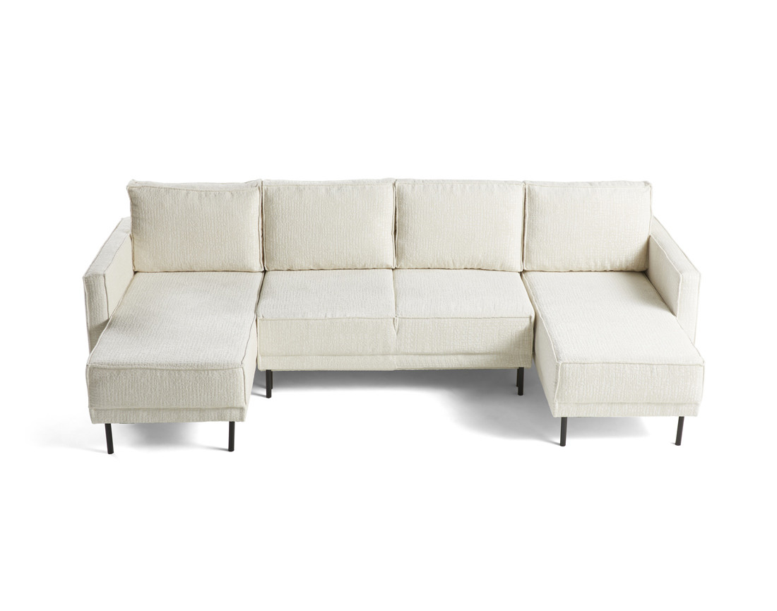 Canapé panoramique convertible coffre en tissu velours relief Charlie Canapé panoramique convertible coffre en tissu velours relief Charlie