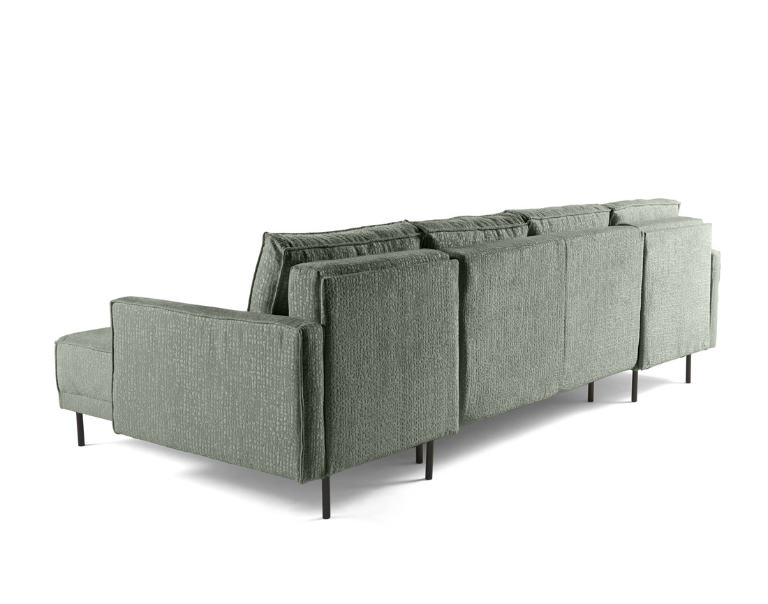 Canapé panoramique convertible coffre en tissu velours relief Charlie