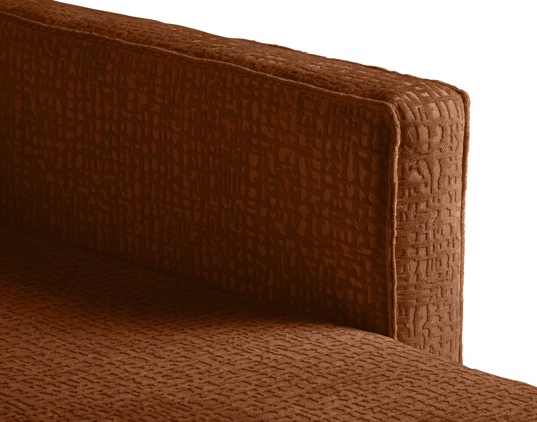 Canapé panoramique convertible coffre en tissu velours relief Charlie