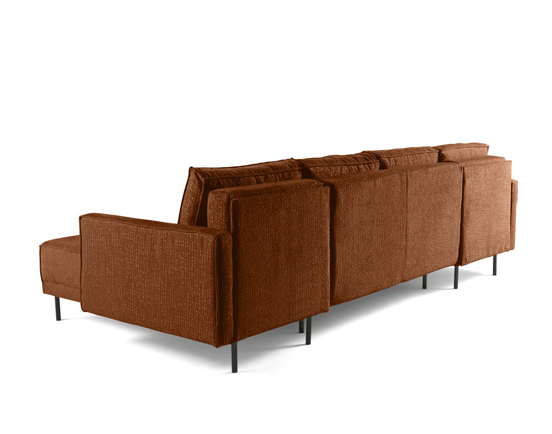 Canapé panoramique convertible coffre en tissu velours relief Charlie