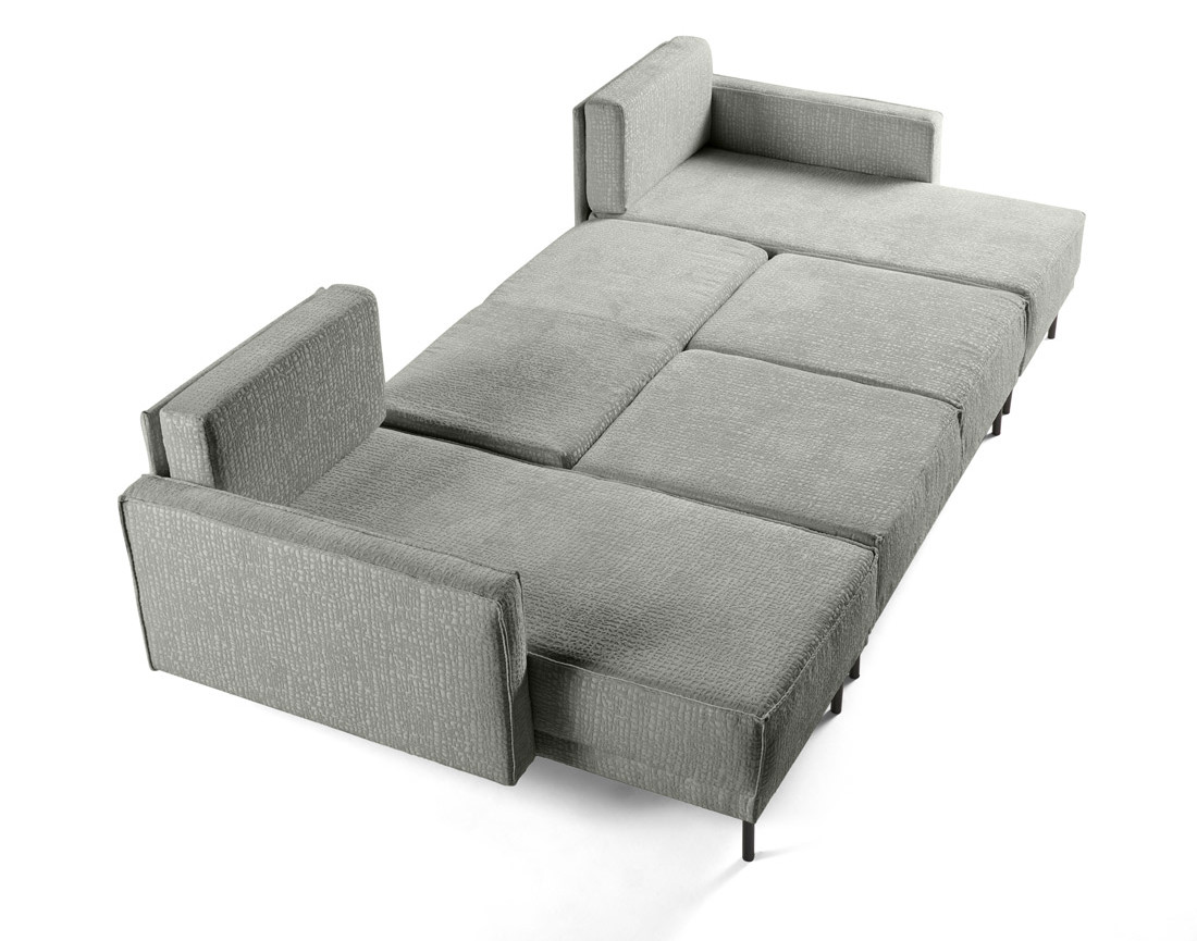 Canapé panoramique convertible coffre en tissu velours relief Charlie Canapé panoramique convertible coffre en tissu velours relief Charlie