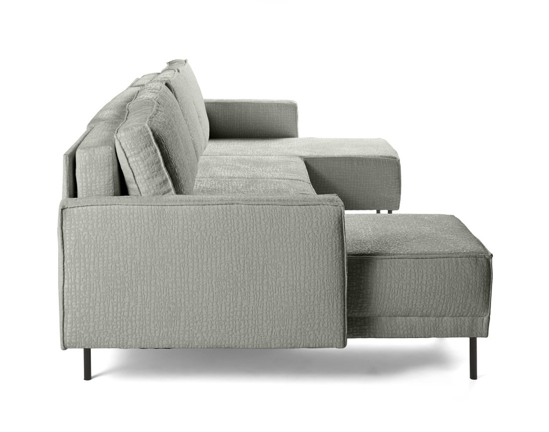 Canapé panoramique convertible coffre en tissu velours relief Charlie Canapé panoramique convertible coffre en tissu velours relief Charlie
