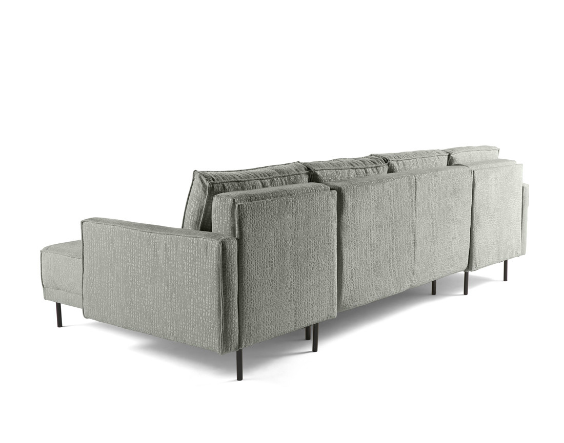 Canapé panoramique convertible coffre en tissu velours relief Charlie Canapé panoramique convertible coffre en tissu velours relief Charlie