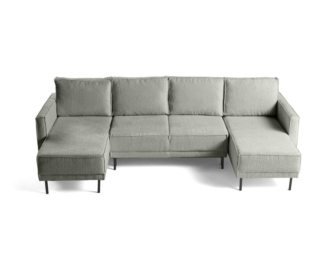 Canapé panoramique convertible coffre en tissu velours relief Charlie Canapé panoramique convertible coffre en tissu velours relief Charlie