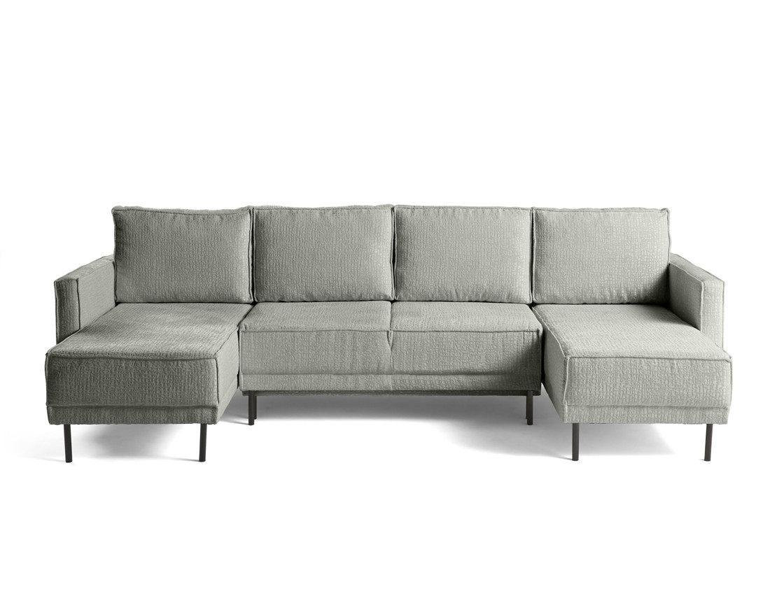 Canapé panoramique convertible coffre en tissu velours relief Charlie Canapé panoramique convertible coffre en tissu velours relief Charlie
