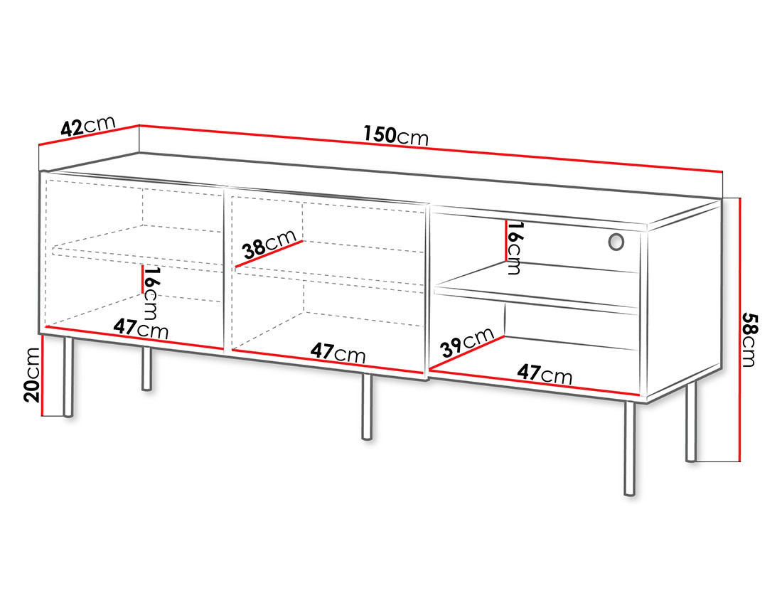 Meuble TV bois 150 cm Franco