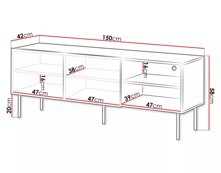 Meuble TV bois 150 cm Franco