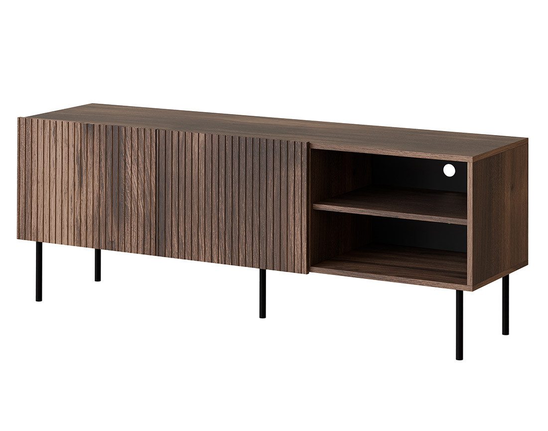 Meuble TV bois 2 portes et 2 niches 150 cm Franco