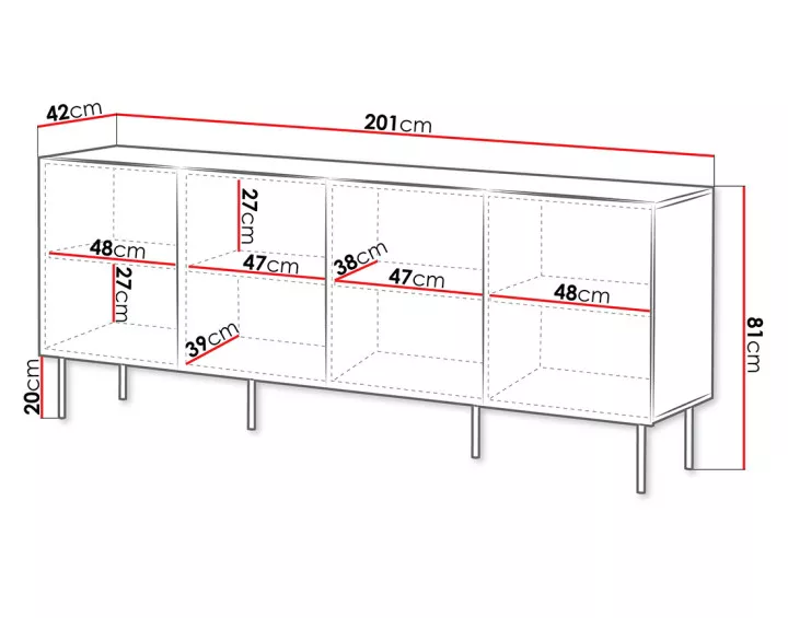 Buffet bas bois 200 cm Franco