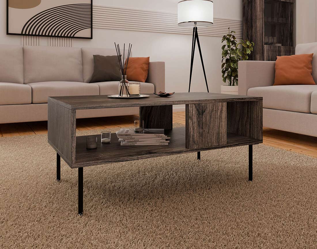 Table basse bois 1 niche 100 cm Franco