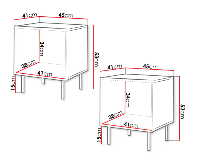 Lot de deux tables de chevet bois 45 cm Franco