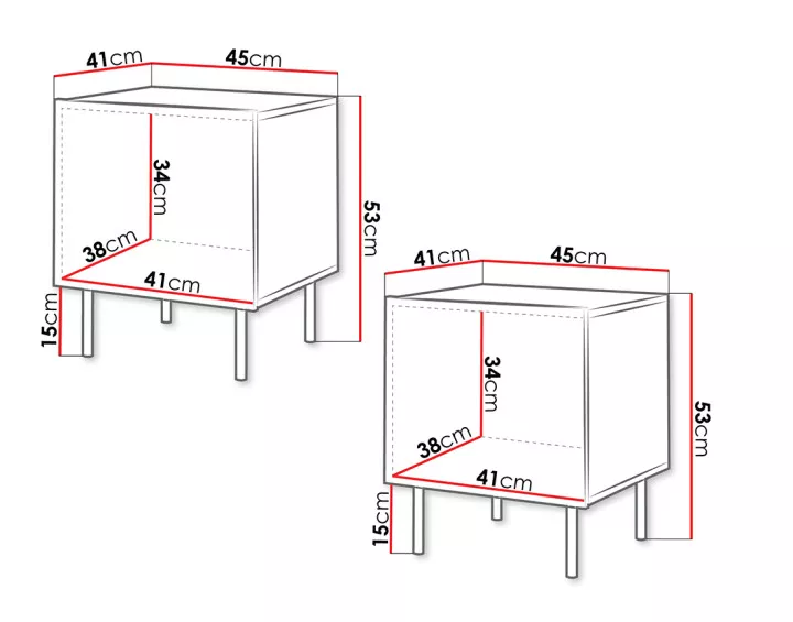 Lot de deux tables de chevet bois 45 cm Franco