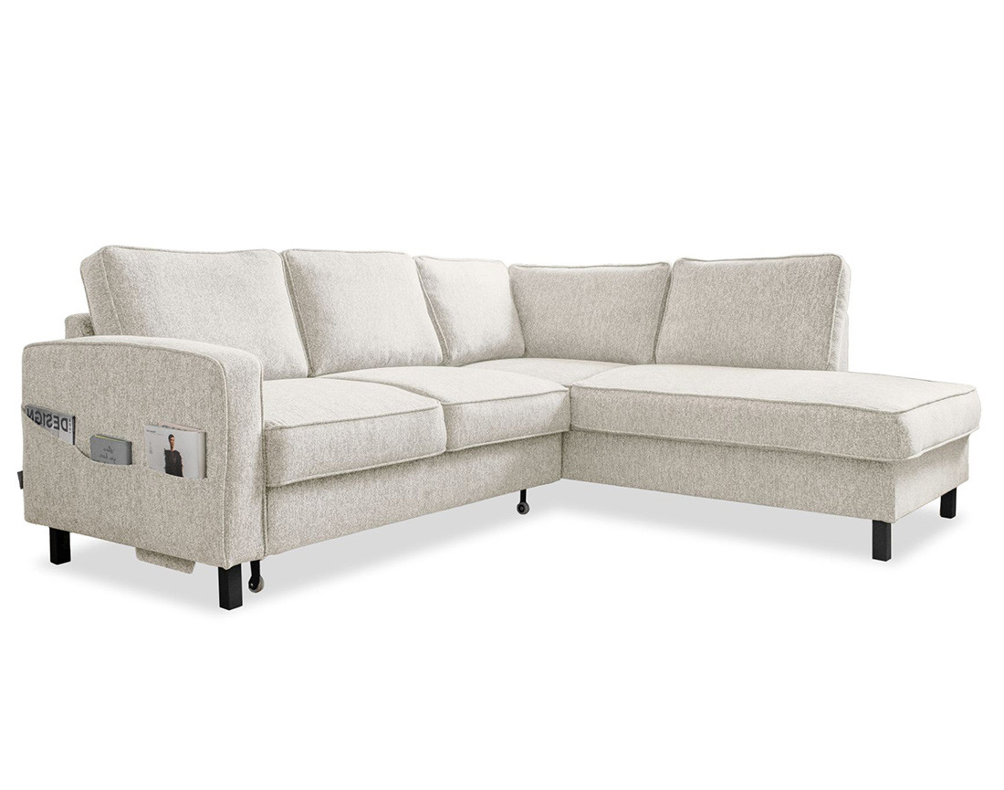 Canapé d'angle droit 5 places convertible en tissu Molly
