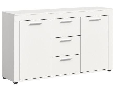 Buffet bas blanc 3 tiroirs et 2 portes 125 cm Stafford