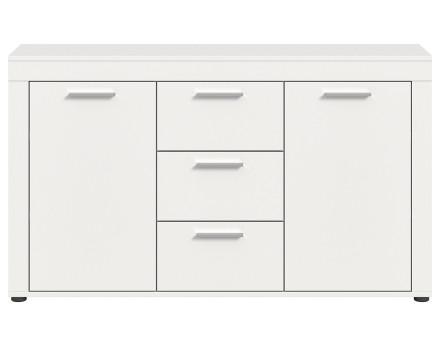 Buffet bas blanc 3 tiroirs et 2 portes 125 cm Stafford