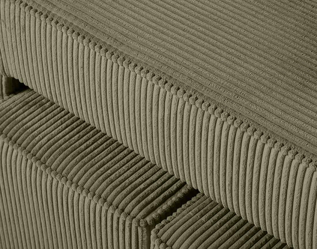 Canapé d'angle convertible en velours côtelé avec poufs Topaze