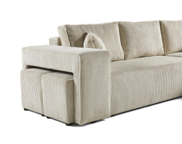Canapé d'angle 4 places convertible avec poufs Topaze - Best Mobilier
