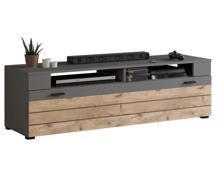 Meuble TV gris et bois 1 porte 140 cm Wexford