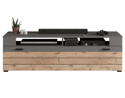 Meuble TV gris et bois 1 porte 140 cm Wexford