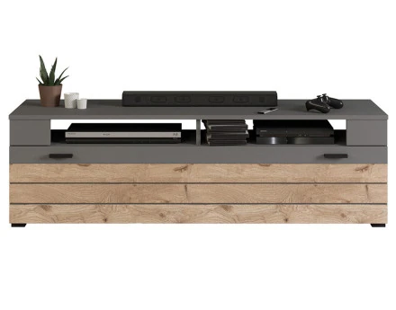 Meuble TV gris et bois 1 porte 140 cm Wexford